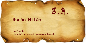 Berán Milán névjegykártya
